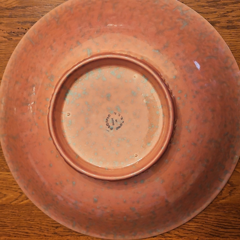 Large Coral Speckled Open Rim Ceramic Bowl by Pacific USA - Picture 6 of 12